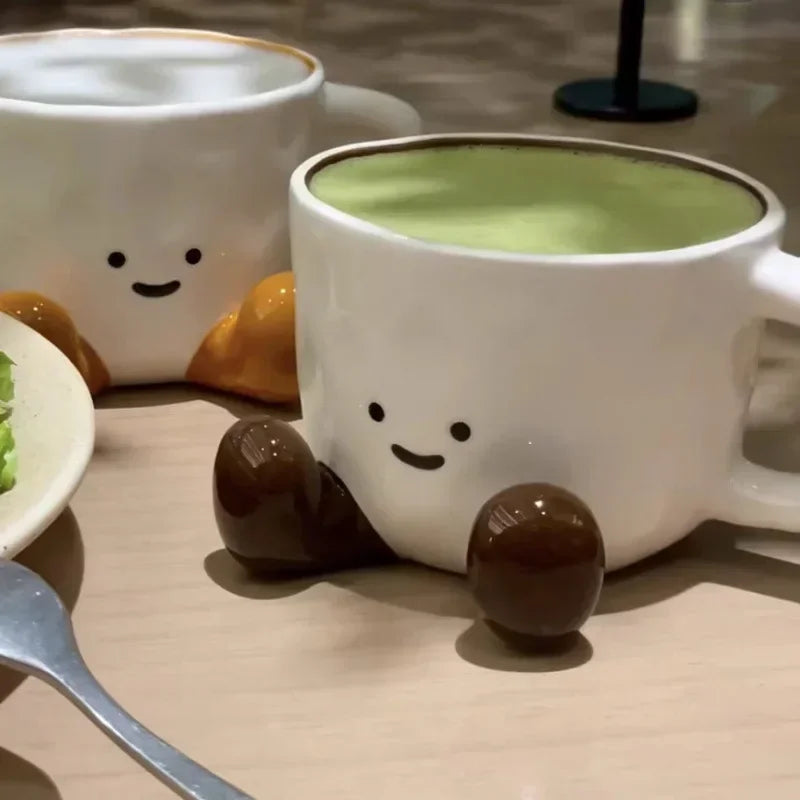 Cartoon Couple Ceramic Mug Creative Coffee Milk Tea Water Cup Cute Children Breakfast Cup Household Drinkware