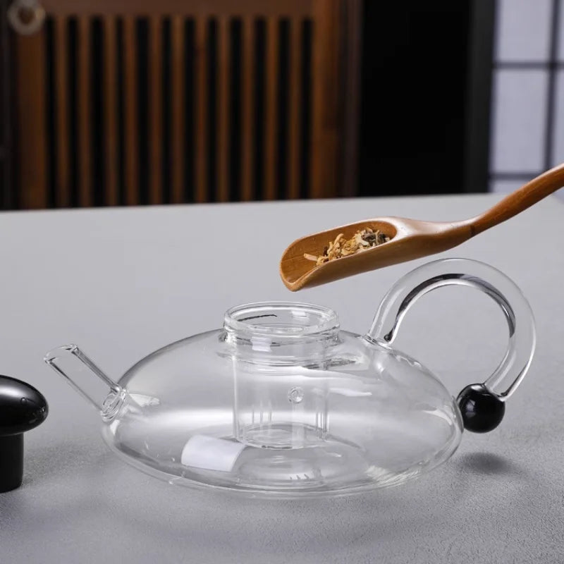 Flower tea pot set boiled fruit tea set heat-resistant glass