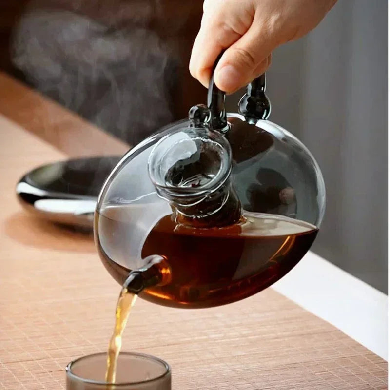 Flower tea pot set boiled fruit tea set heat-resistant glass