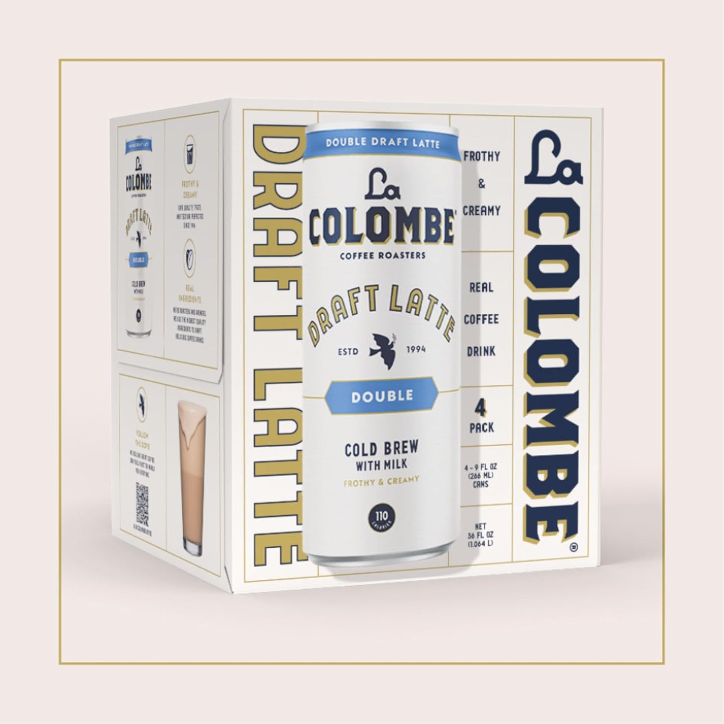 Savies La Colombe Draft Latte 4 pack cold brew coffee with milk in white and blue packaging