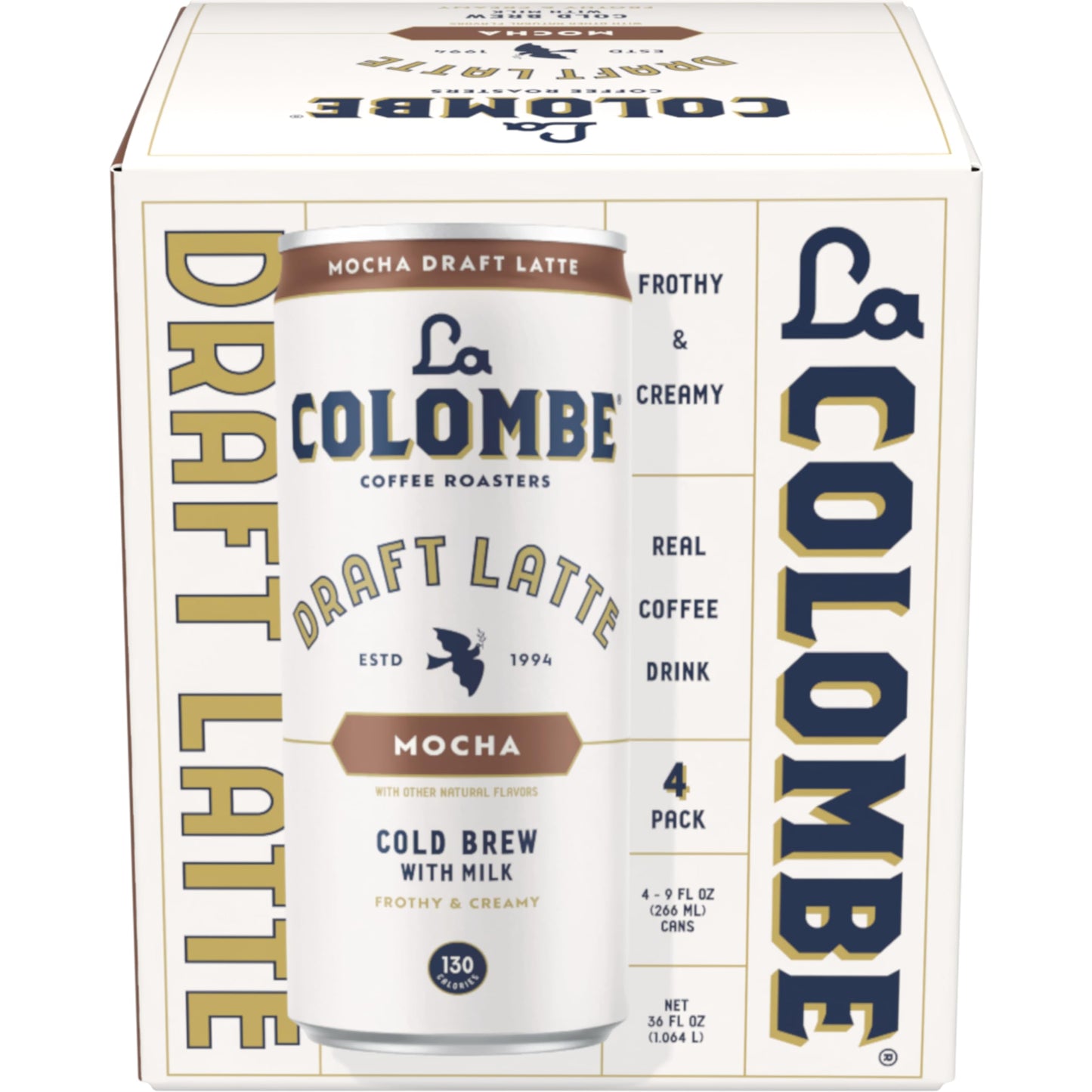 La Colombe Draft Latte 4 pack mocha cold brew coffee with milk in frothy creamy cans