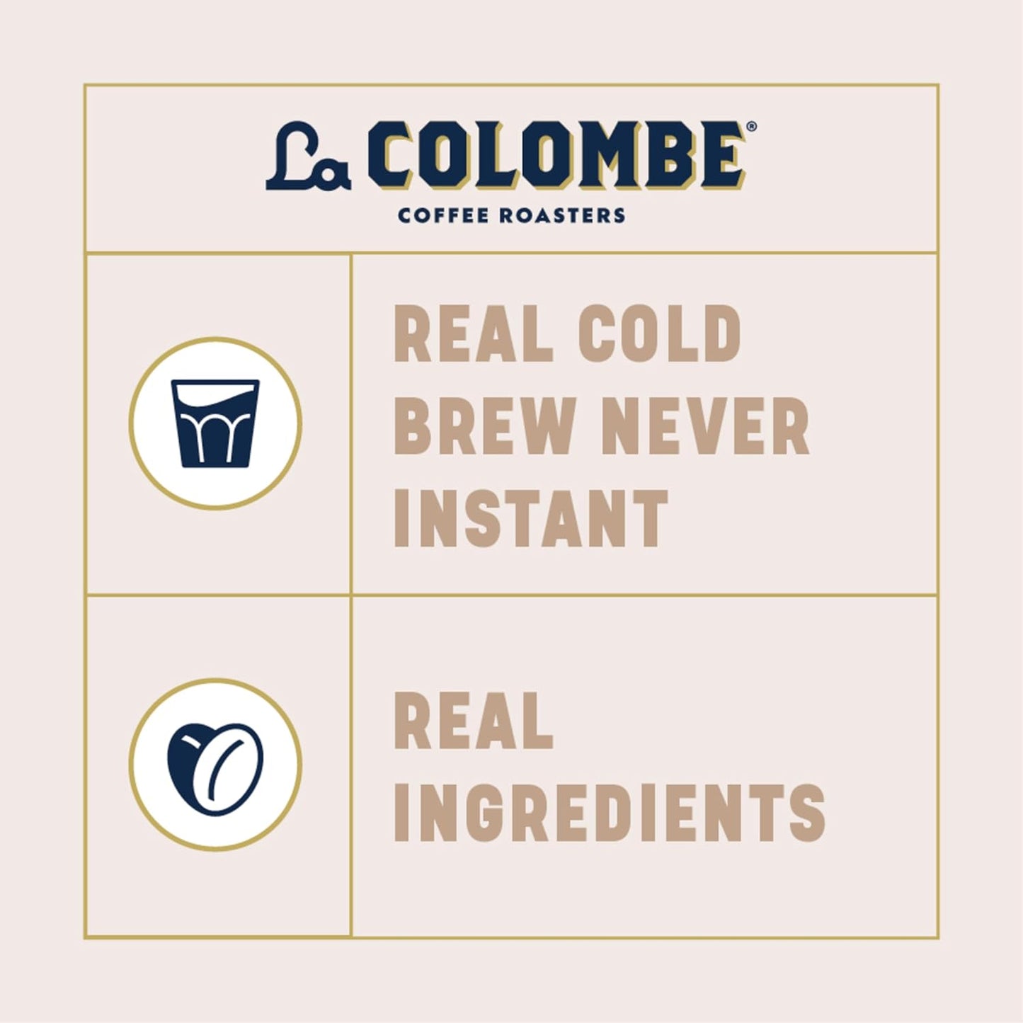 La Colombe Draft Latte 4 pack label highlighting real cold brew and real ingredients