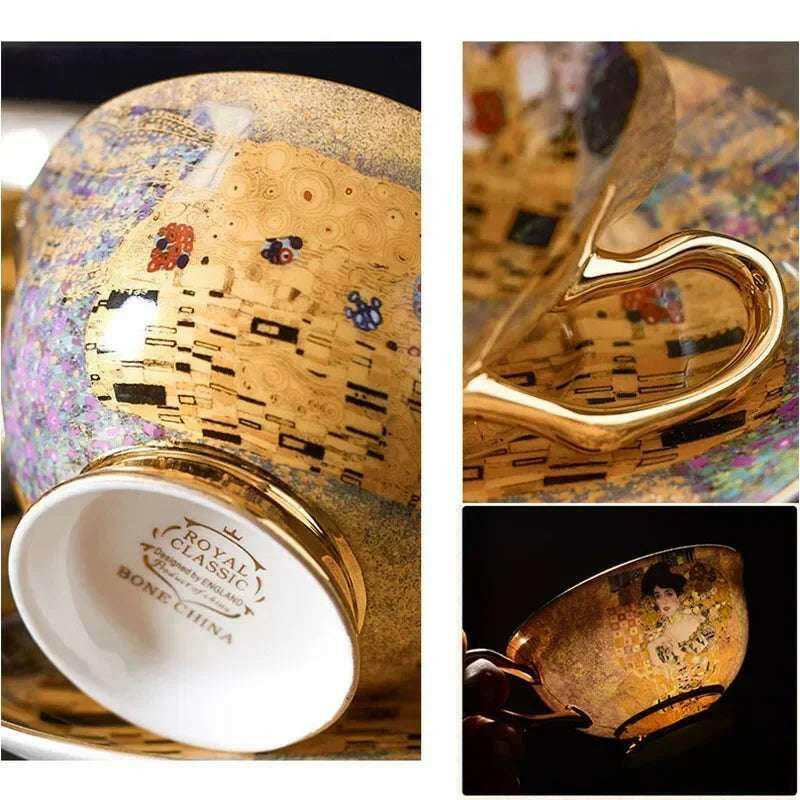 Premium coffee gift bundle featuring elegant Royal Classic porcelain coffee cups with gold accents and artistic design