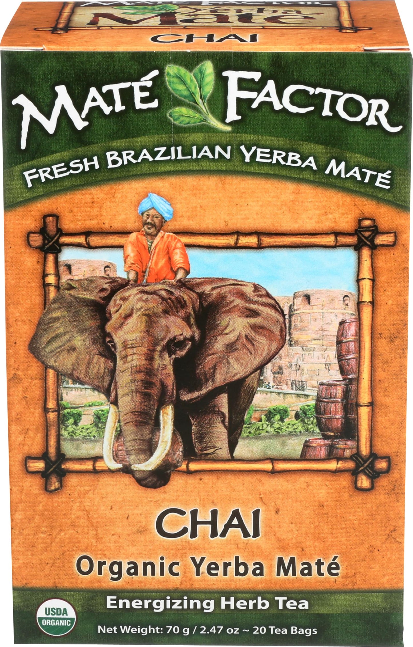 Maté Factor Chai Organic Yerba Maté loose herb tea dark roast energizing herb tea 20 tea bags