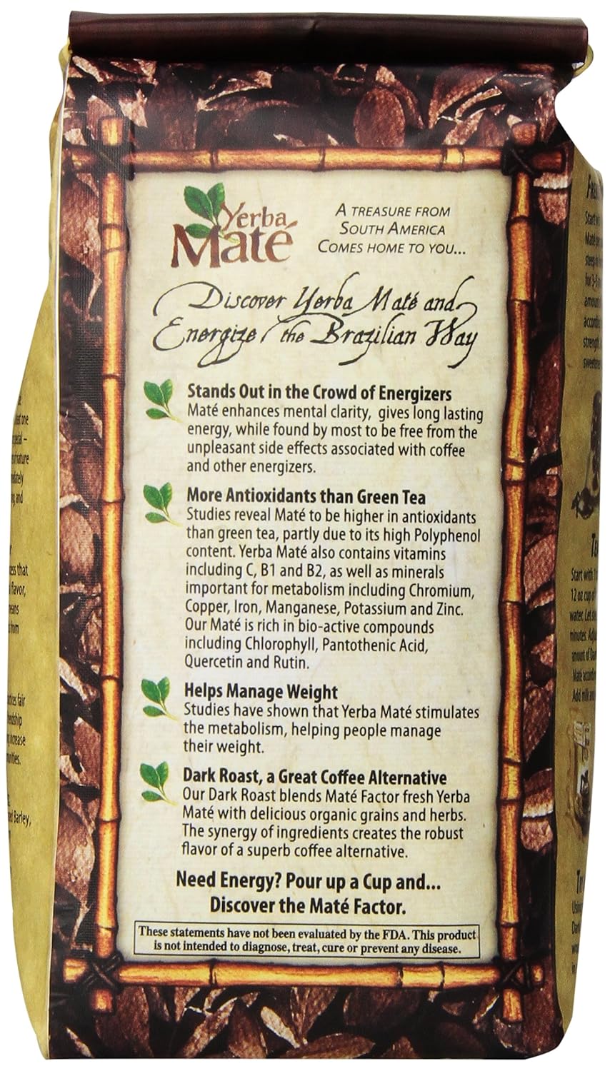 Savies loose herb tea dark roast Yerba Mate bag with health benefits and energizing properties
