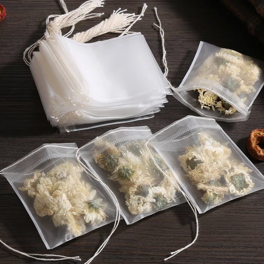 100 Pcs Disposable Tea Bags Filter Bags with String Seal