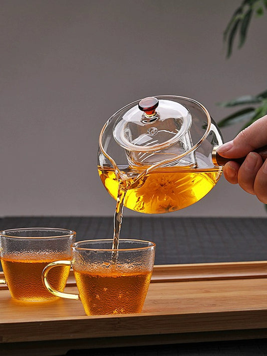High Temperature Resistant Side Handle Teapot Ceramic Set Glass