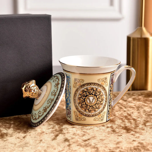 Commemorative Edition Bone China Mug with Matching Head Cup Gift Box Set for Best Friend Afternoon Tea Cup Company Tea Cup