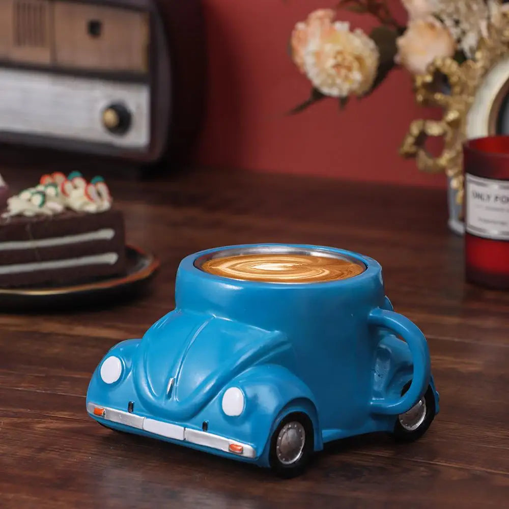 Creative Funny Beetle Shaped Coffee Mug Fashion Unique Handmade Beetle-Shaped Coffee Cup Novelty Car-Shaped Tea Cup for Car Fans