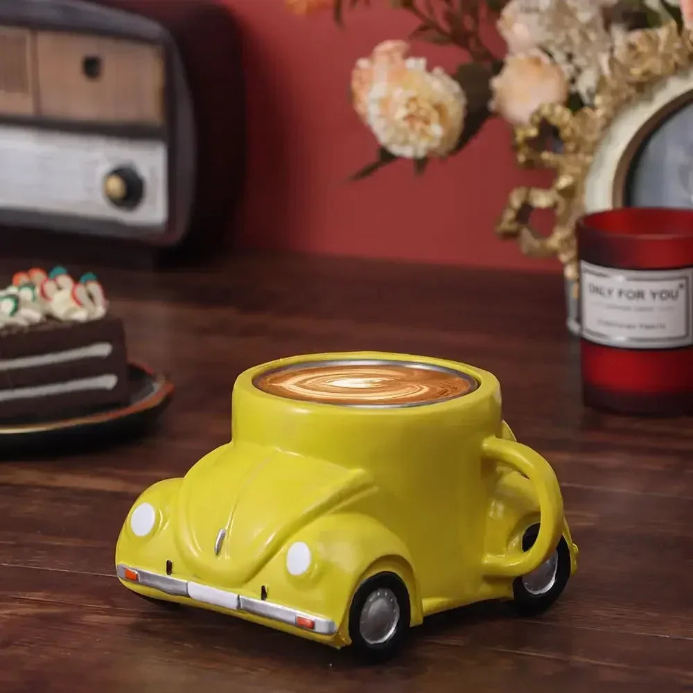 Creative Funny Beetle Shaped Coffee Mug Fashion Unique Handmade Beetle-Shaped Coffee Cup Novelty Car-Shaped Tea Cup for Car Fans