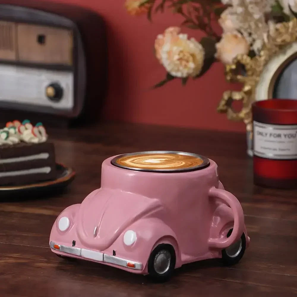 Creative Funny Beetle Shaped Coffee Mug Fashion Unique Handmade Beetle-Shaped Coffee Cup Novelty Car-Shaped Tea Cup for Car Fans