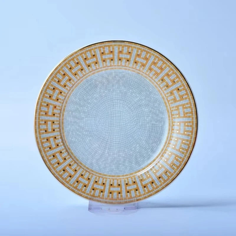 European Style H Home Bone China Coffee Utensils Mosaic Home Ceramic Teapot Coffee Cup Bowl Spoon Dinner Plate