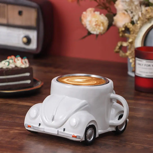 Creative Funny Beetle Shaped Coffee Mug Fashion Unique Handmade Beetle-Shaped Coffee Cup Novelty Car-Shaped Tea Cup for Car Fans