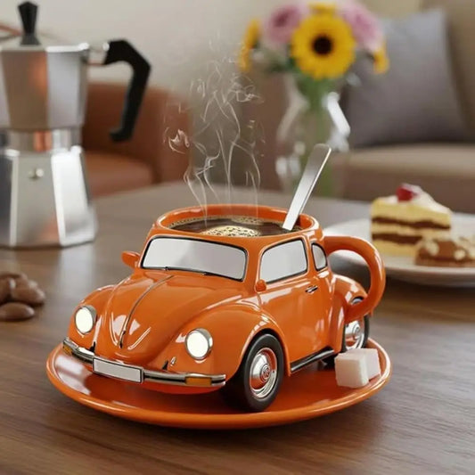 Creative Funny Beetle Shaped Coffee Mug Fashion Unique Handmade Beetle-Shaped Coffee Cup Novelty Car-Shaped Tea Cup for Car Fans