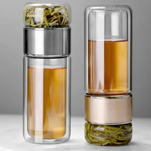 Tea Water Bottle High Borosilicate Glass Double Layer Infuser