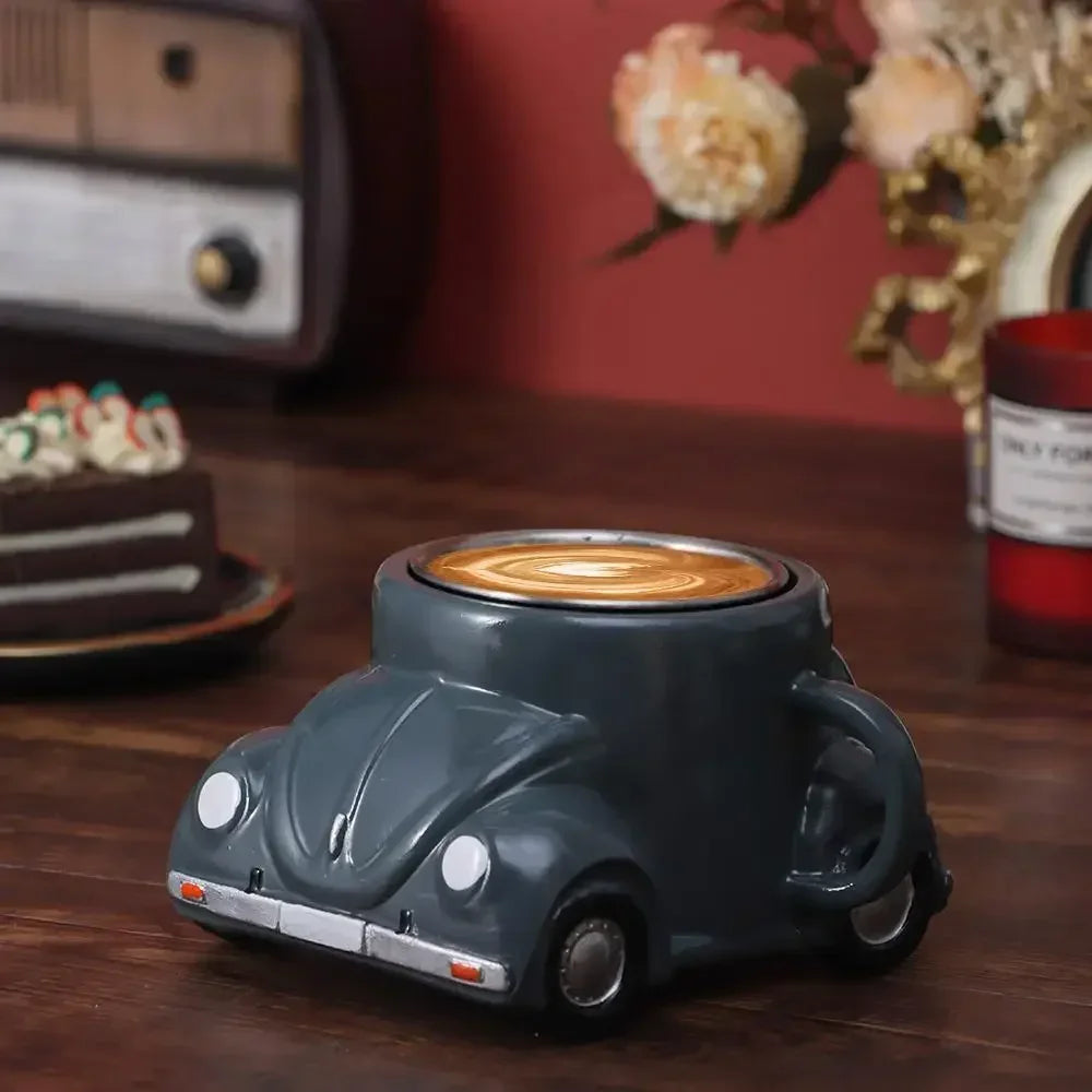 Creative Funny Beetle Shaped Coffee Mug Fashion Unique Handmade Beetle-Shaped Coffee Cup Novelty Car-Shaped Tea Cup for Car Fans