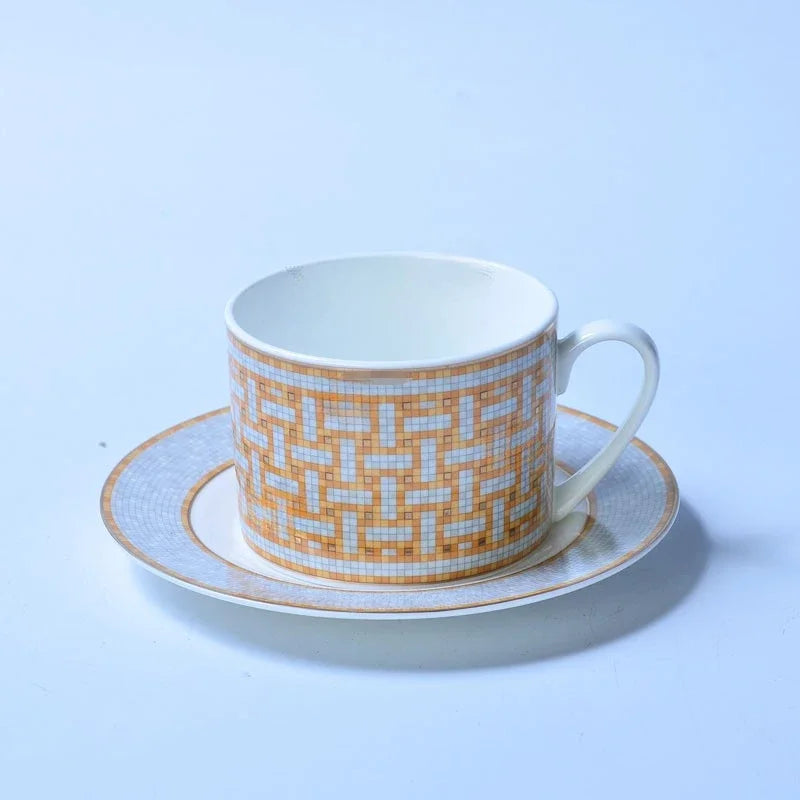 European Style H Home Bone China Coffee Utensils Mosaic Home Ceramic Teapot Coffee Cup Bowl Spoon Dinner Plate