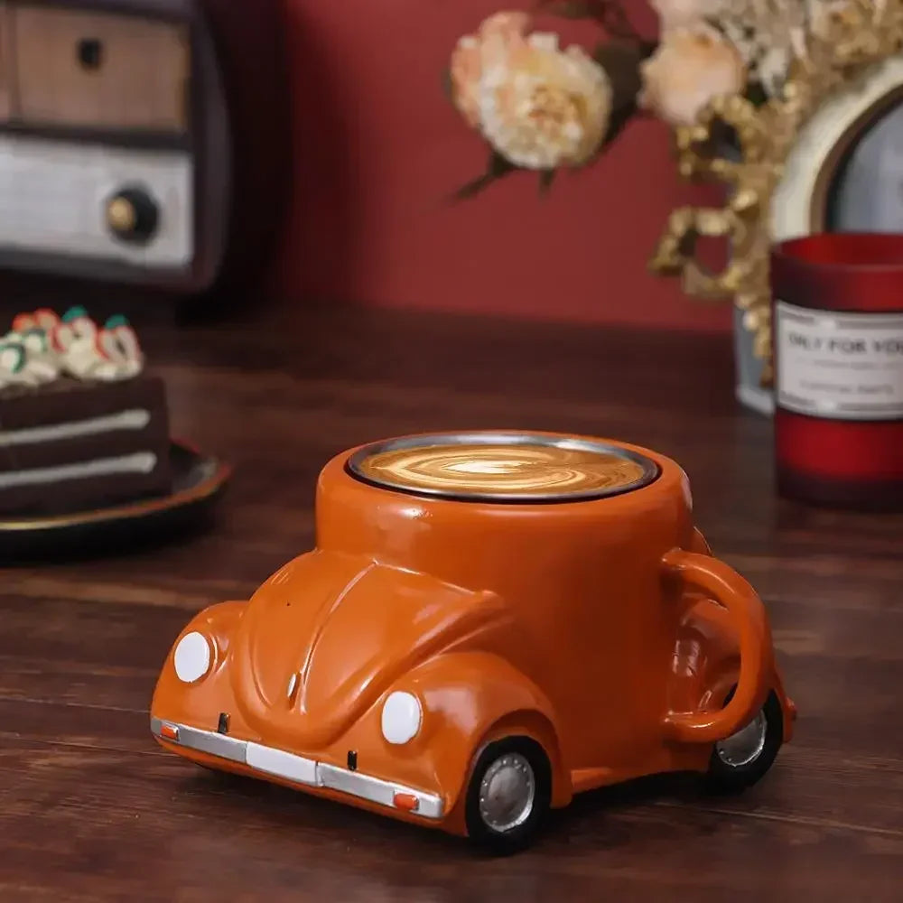 Creative Funny Beetle Shaped Coffee Mug Fashion Unique Handmade Beetle-Shaped Coffee Cup Novelty Car-Shaped Tea Cup for Car Fans