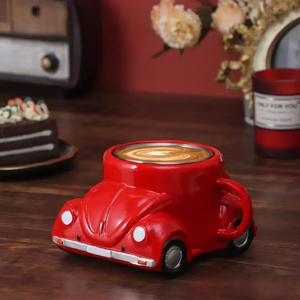 Creative Funny Beetle Shaped Coffee Mug Fashion Unique Handmade Beetle-Shaped Coffee Cup Novelty Car-Shaped Tea Cup for Car Fans