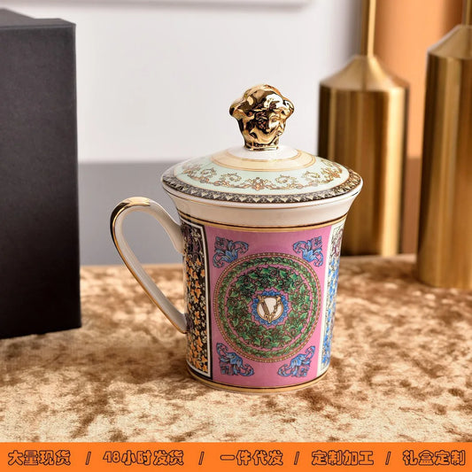 Commemorative Edition Bone China Mug with Matching Head Cup Gift Box Set for Best Friend Afternoon Tea Cup Company Tea Cup