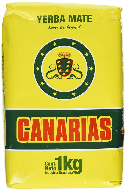 Savies Canarias 1kg package of traditional yerba mate tea in yellow and green packaging