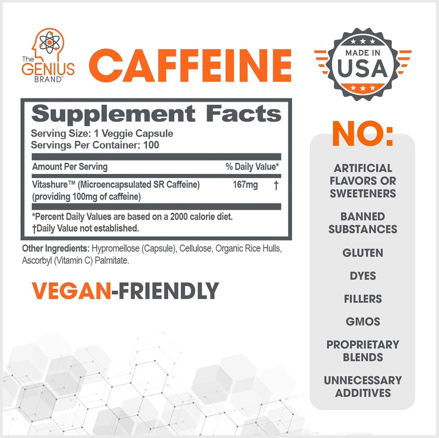 Savies sustained release caffeine pills supplement facts with vegan friendly capsules and no artificial additives