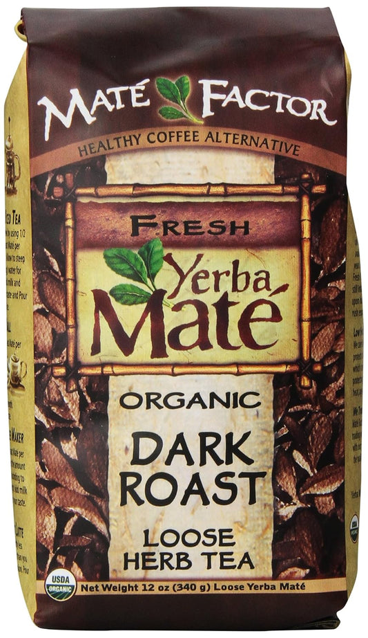 Savies Mate Factor Organic Dark Roast loose herb tea dark roast packaged bag with yerba mate label